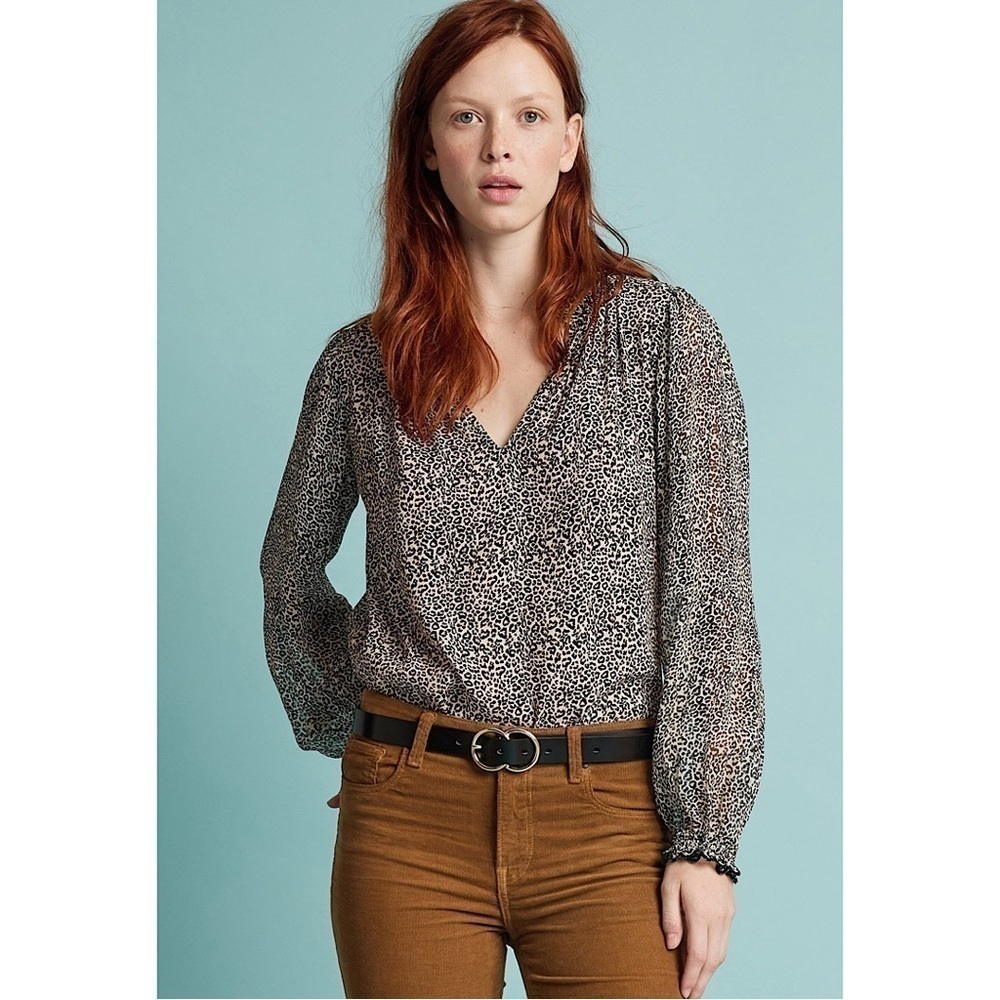 Anthropologie-velvet BY GRAHAM & SPENCER
Mel Printed Viscose Blouse in Leopard